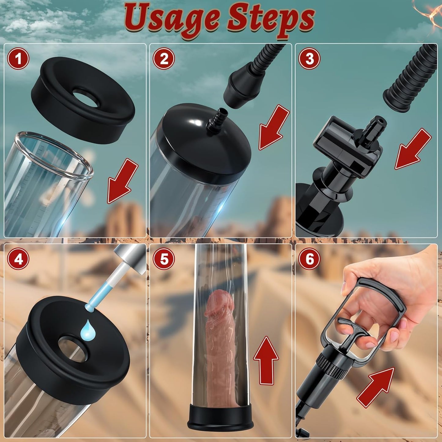 Penis Pump with Realistic Mouth, Manual Vacuum Penis Extender Male Masturbator,Sex Toys Sexual Stimulation Device for Erection, Ed,Adult Male Sex Toys for Men, Mouth Sex Toy (Mouth) - SinfulX - 
