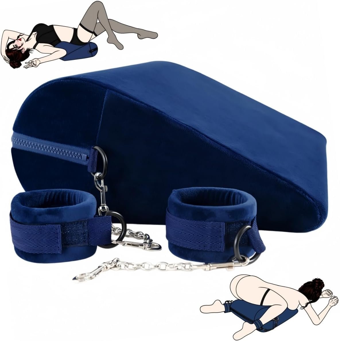 AzureRise Sex Position Pillow & BDSM Handcuffs | Blue - SinfulX -