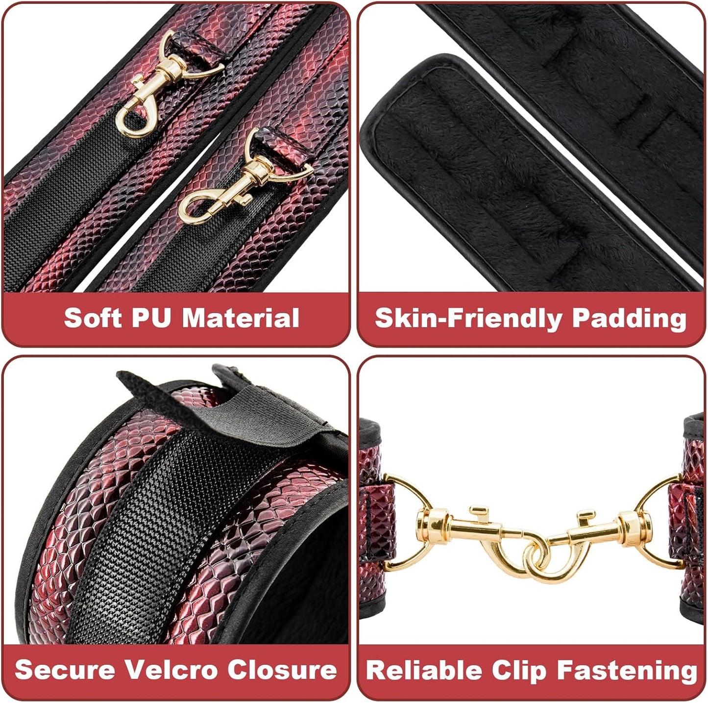 Leg Spreader Bar Adjustable Bondage Restraint BDSM Set Wrist Ankle Straps Connecting Rods for Customizable Adult Play Scenarios (One Piece Set) - SinfulX - 