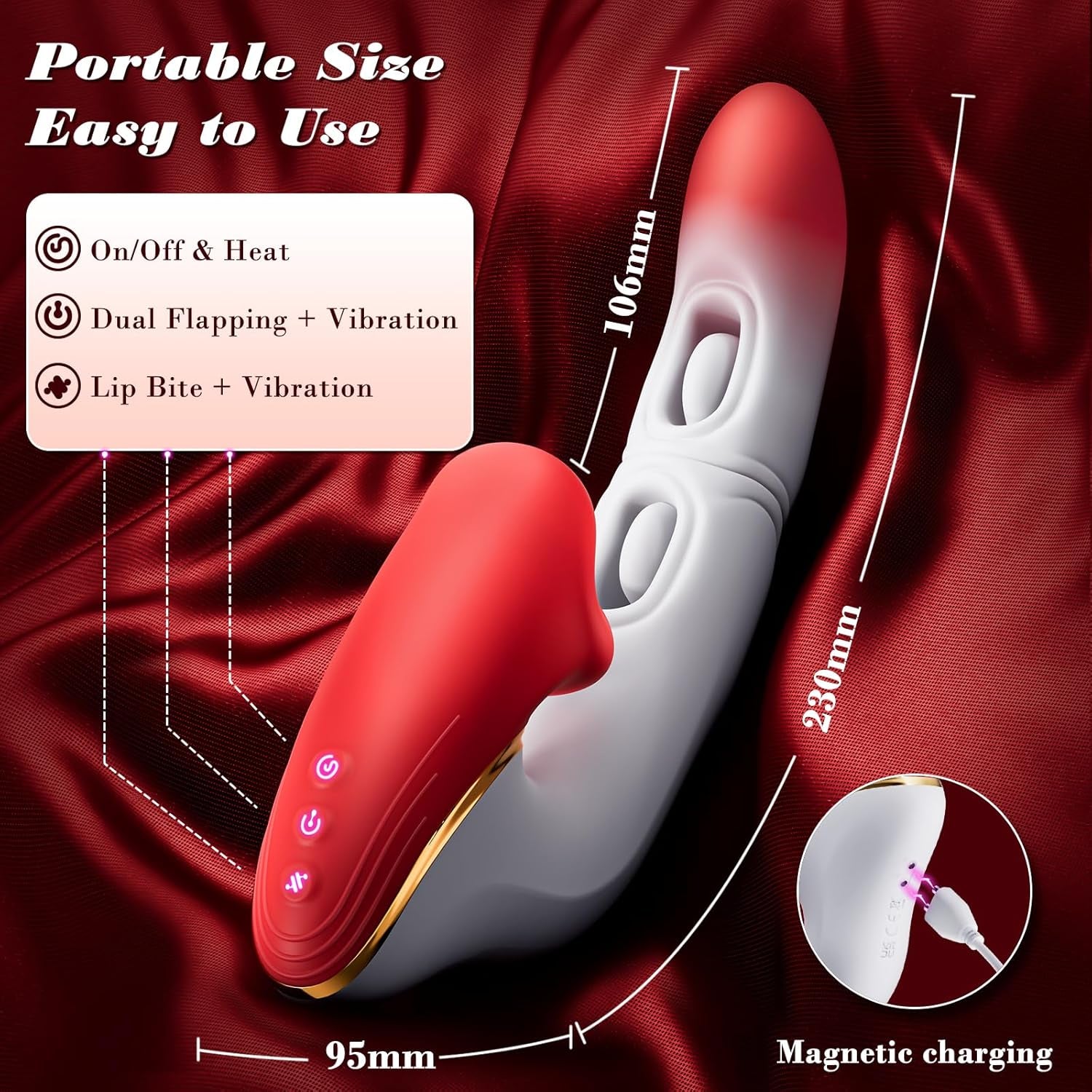Vibrator Dildo Women Sex Toys - Adult Toys G Spot Vibrator with 10 Dual Flapping Vibration & 10 Licking Biting, Tongue Vibrator Rose Toy for Clit Nipple Stimulator Adult Toy for Female Couples Games - SinfulX - 