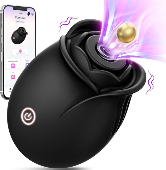 Rose Sex Toy Adult Toys - APP Rose Vibrator for Women Sex Toys with 9 Sucking & Vibrating, G Spot Vibrator Adult Sex Toys, Womens Clit Nipple Sucker Vibrators for Female Couples Sex Furniture - SinfulX - 