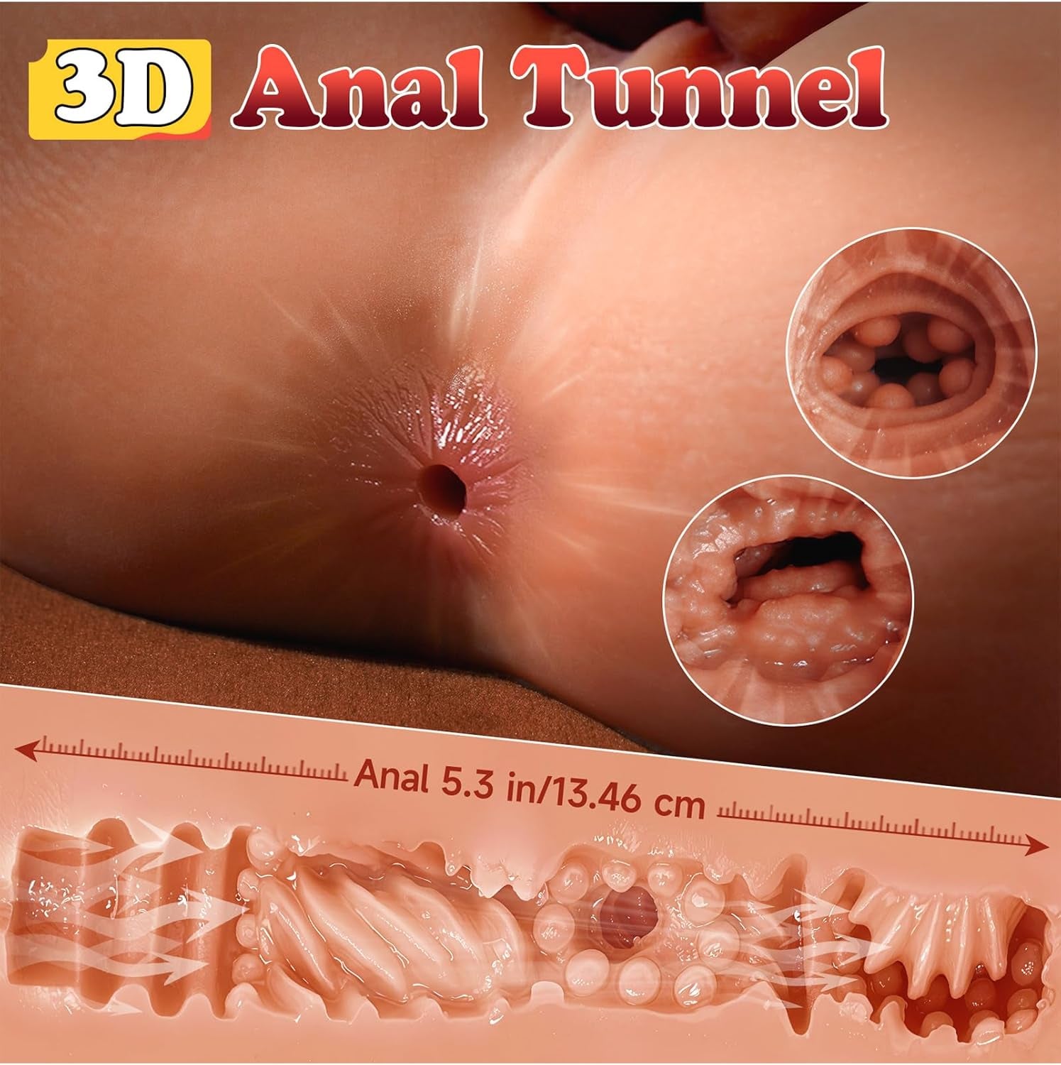 Adult Sex Doll with Flexible Dildo - 3.8LB Realistic Sex Dolls Masturbator with 6.9In Huge Dildos with Large Suction Stand, Pocket Pussy Male Stroker Anal Butt, Unisex Sex Toys for Women Men - SinfulX - 