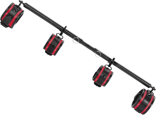 Spreader Bar Heavy Duty Stainless Steel Swiveling Bar with 4 Pcs PU Cushioned Home Gym Equipment Straps for Yoga, Pilates, Fitness Training and More. - SinfulX - 