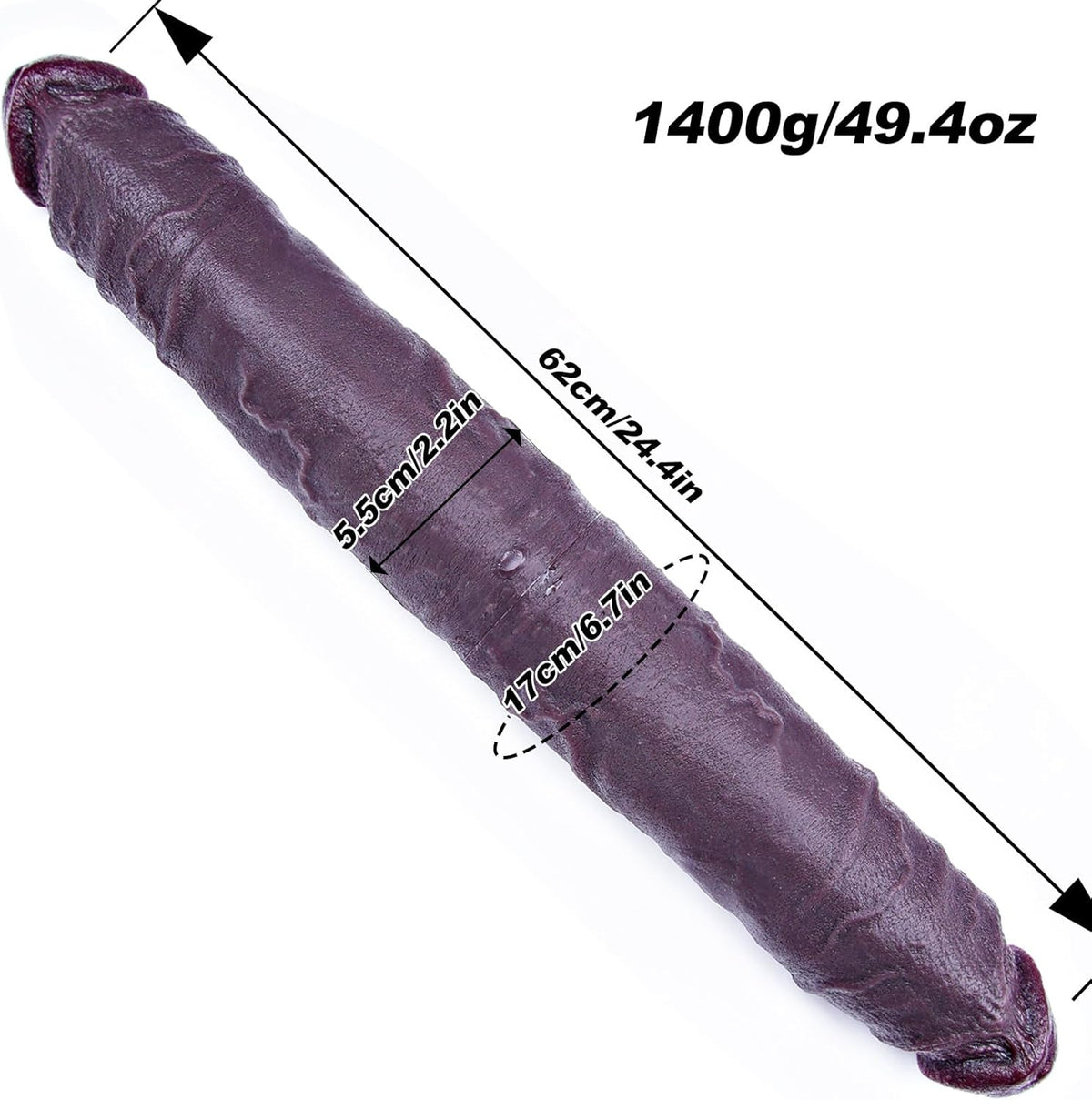 Giant 24.4 * 2.2" Double Sided Black Realistic Dildo, Silicone Huge Double Headed Thick Anal Dildos,Extra Large XXL Lesbian Penis G Spot Wide Dual Penis,Fat Toy Suitable for Male and Female Couples - SinfulX - 