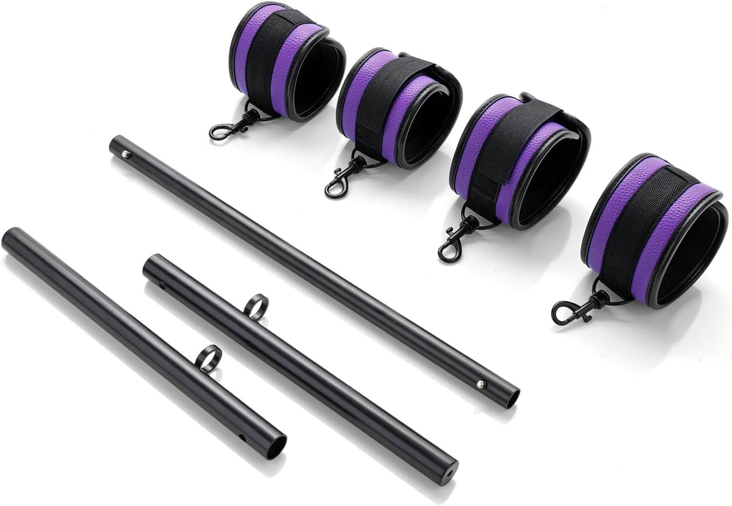 Spreader Bar Expandable Exercise Stainless Steel with 4 Pcs Fur Adjustable Strap, Yoga Training Fitness Gear, Workout Bar,Sports Gym Kit - SinfulX - 