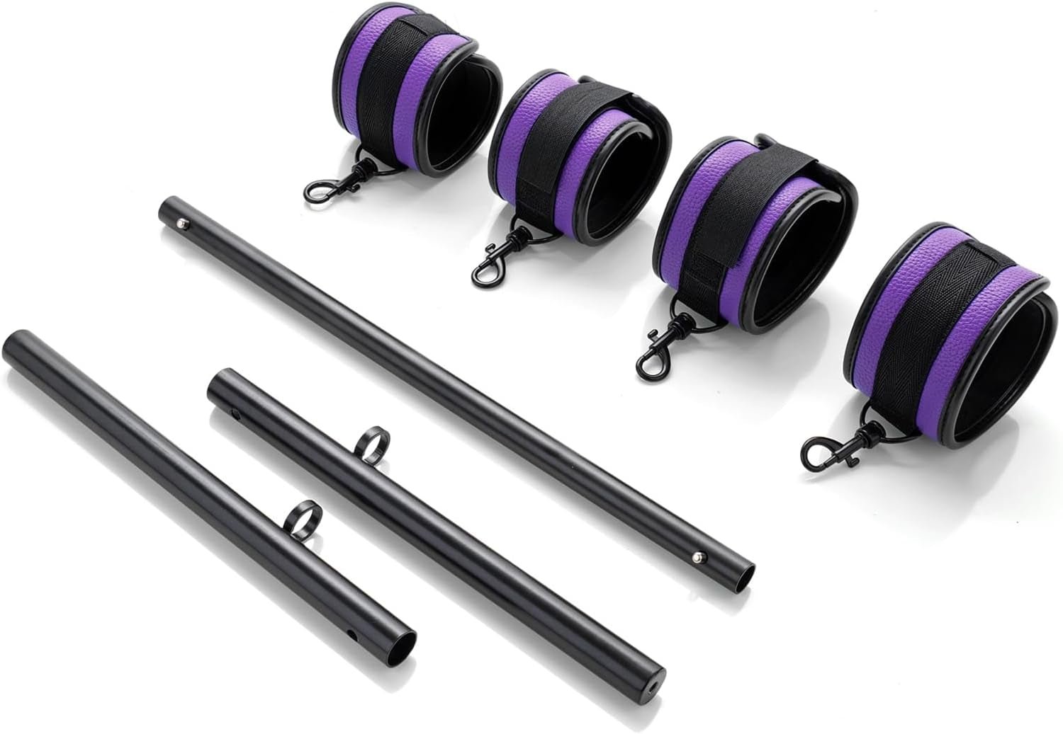 Spreader Bar Expandable Exercise Stainless Steel with 4 Pcs Fur Adjustable Strap, Yoga Training Fitness Gear, Workout Bar,Sports Gym Kit - SinfulX - 