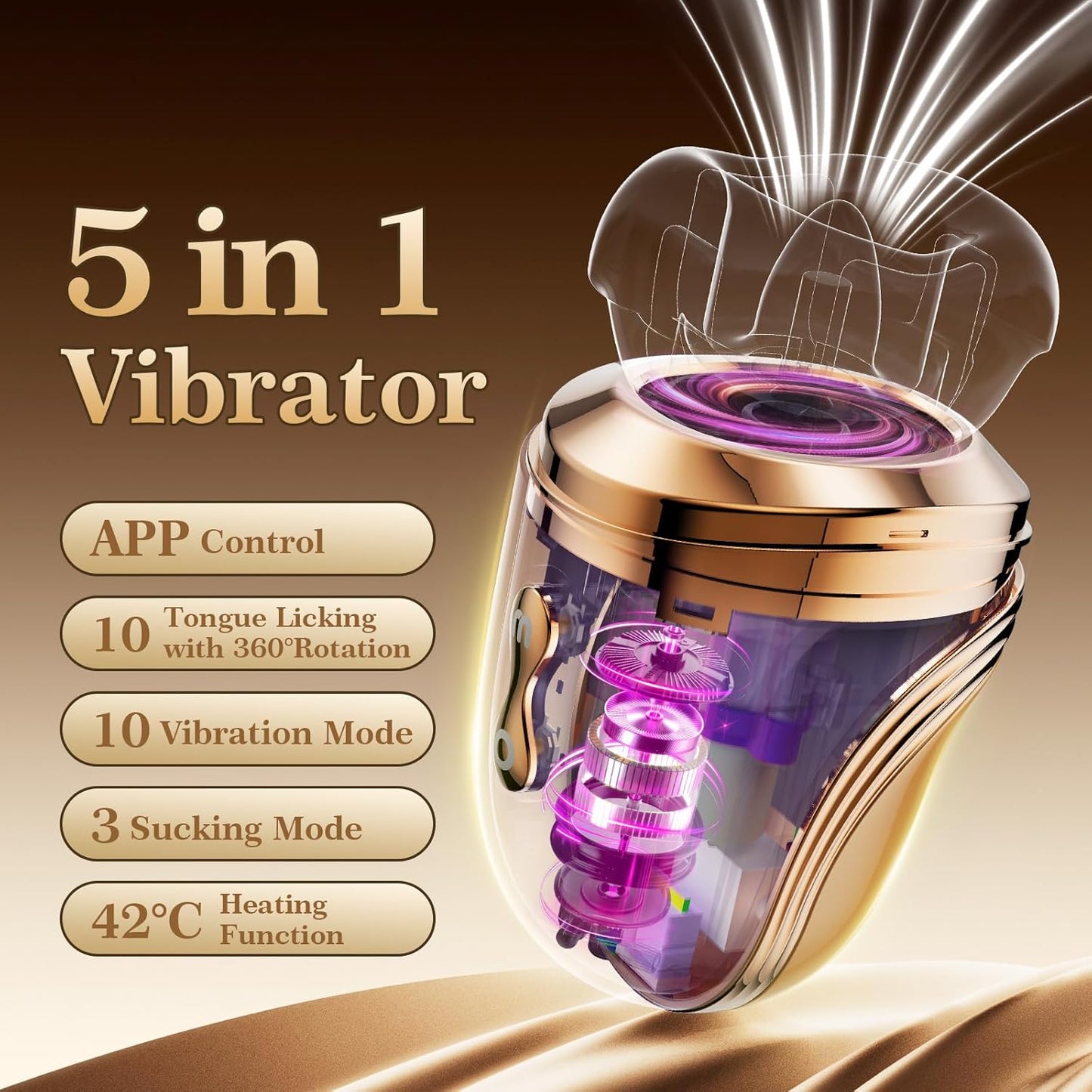 Vibrator Adult Sex Toys for Women - Upgraded Mouth Sucking Vibrator Rose Sex Toy, 10 Tongue Licking, 3 Sucking, 10 Vibrating Adult Toys with APP, Anal Nipple Clit Couple Vibrators Female Sex Machine - SinfulX - 