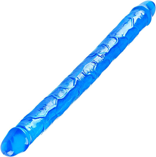 11.8 * 1.3 Inches Realistic Double Sided Dildo,Slim Small Anal Dildo with Veins and Thin Glans Double End Penis, Perfect for Beginner Women and Lesbian Couples Dual Head Long Penis(Blue) - SinfulX - 
