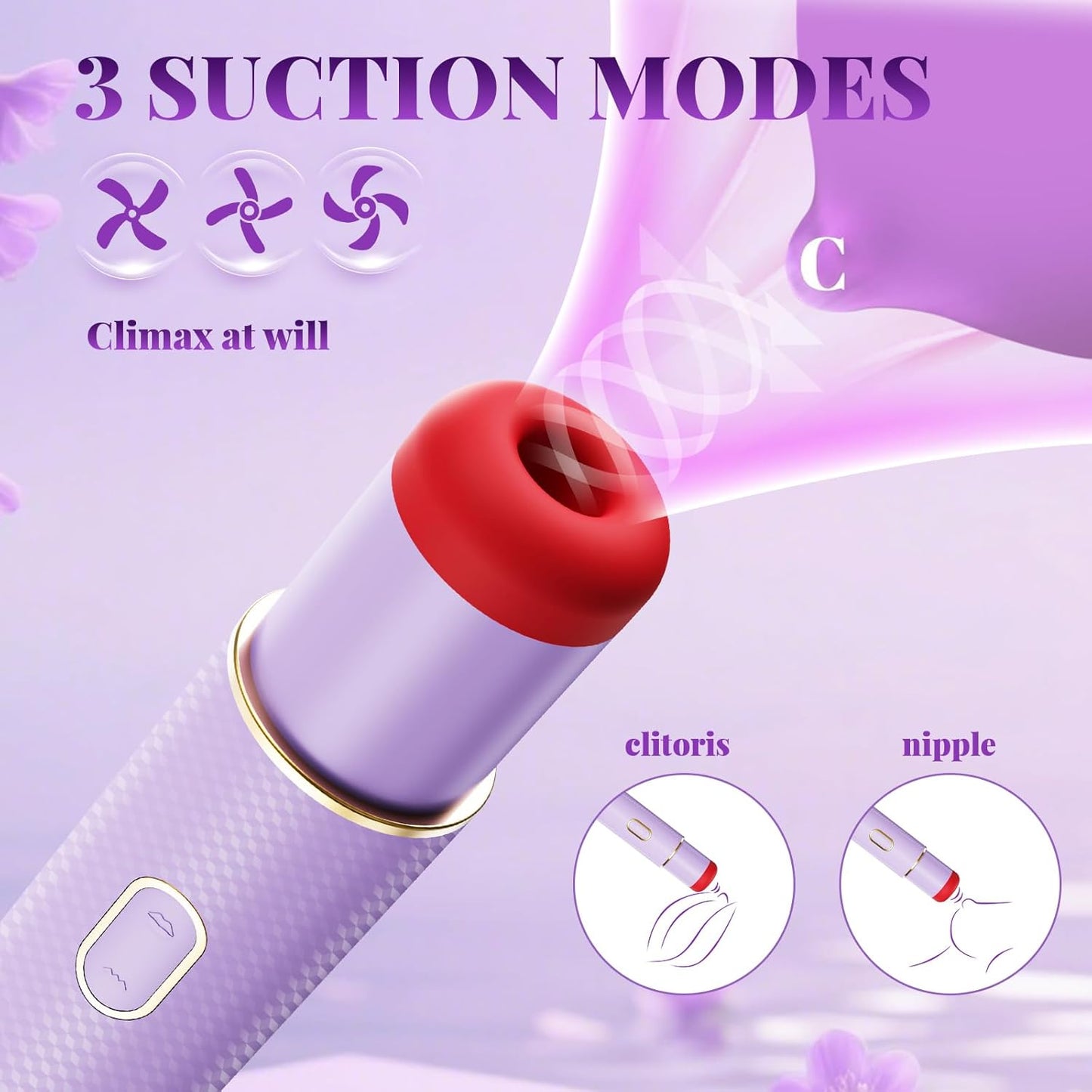 Sucking Bullet Vibrator Adult Sex Toys,2 In1 Lipstick Vibrators,G - Spot Nipple Stimulation with 10 Vibration 3 Suction Modes,Liquid Silicone Adult Toys for Women,Thumping Clit Rose Toys for Female - SinfulX - 