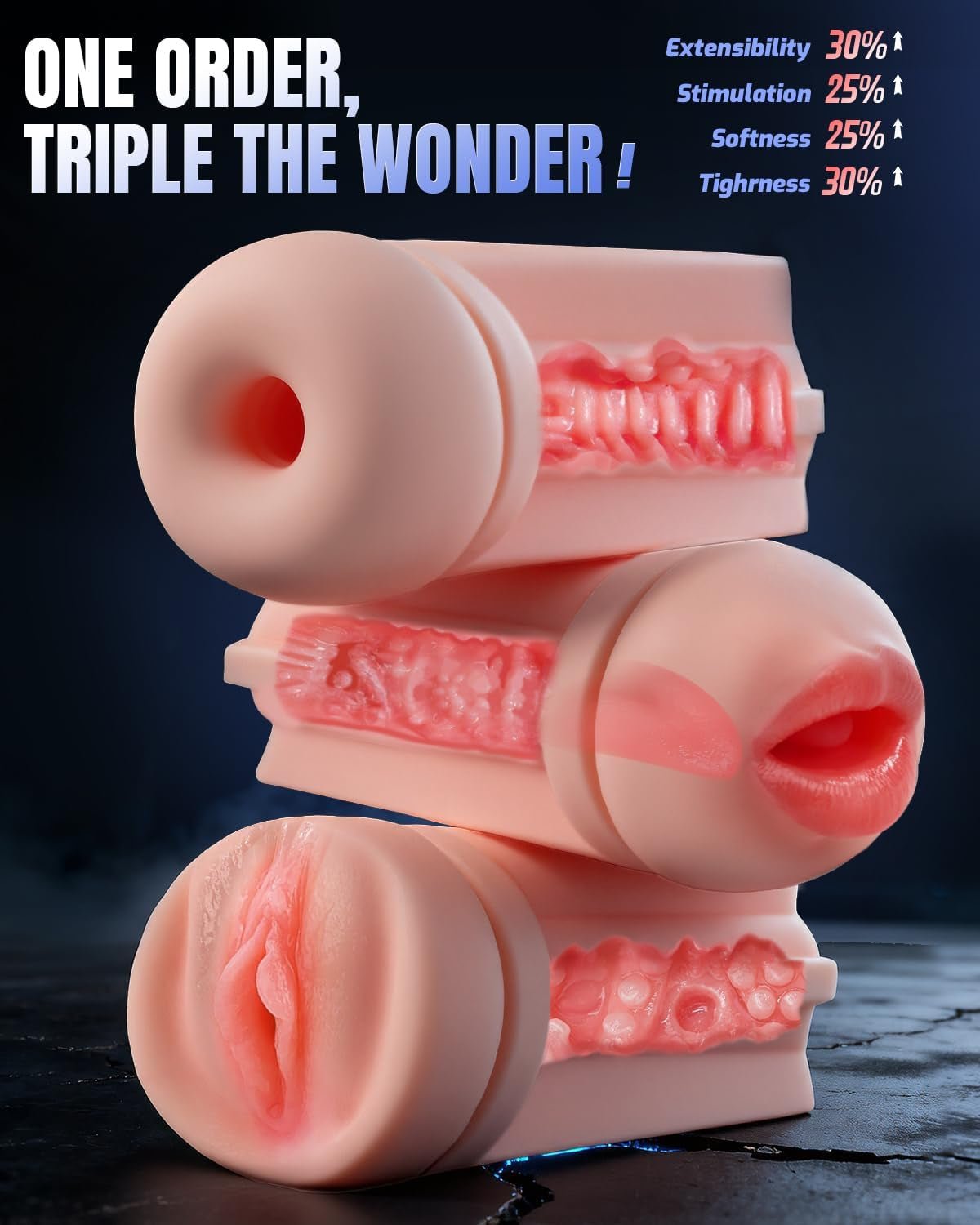 Sex Toys for Men Male Masturbator - 3 Sleeves AI Sync Pocket Pussy Mens Sex Toy with 10 Sucking & 10 Dual Vibrating, APP Control Penis Pump Adult Toy Male Stroker Blowjob Machine Massage Kits - SinfulX - 