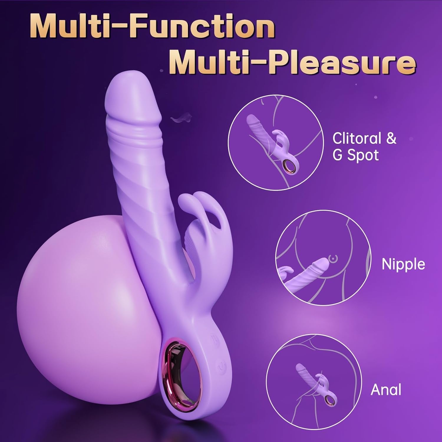 Thrusting Dildo Women Sex Toy - App Control Vibrator for Women with 9 Thrusting and 9 Vibrating Modes, G Spot Clitoral Rabbit Vibrators Adult Toys for Womens Couples (Purple) - SinfulX - 
