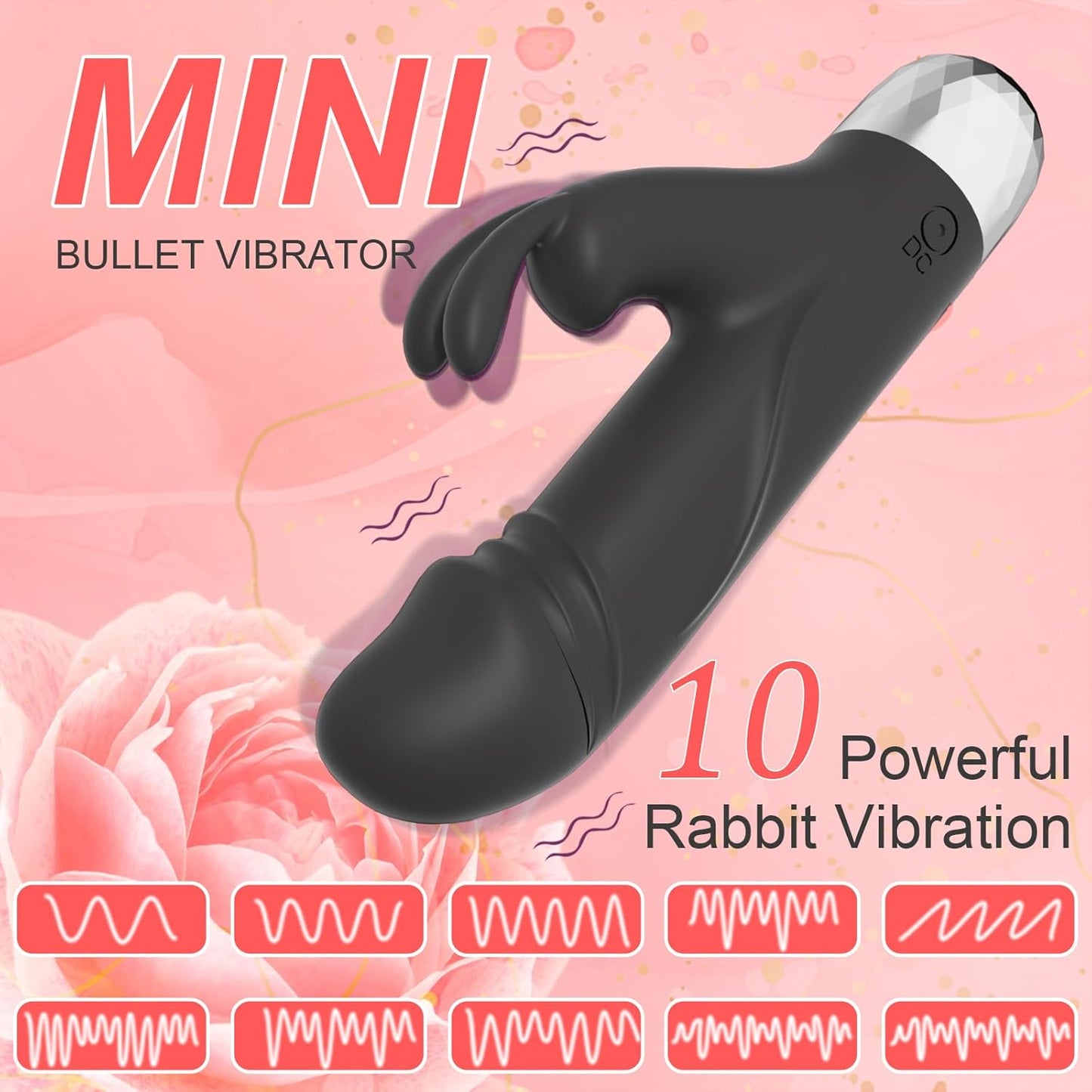 Bullet Vibrator for Women，Mini Rabbit Vibrator Clitoral G Spot Sex Stimulation with 10 Powerful Vibrating Modes, Rechargeable Mini Vibrator Female Sex Toys Vibrators for Couple Adult Toys & Games - SinfulX - 