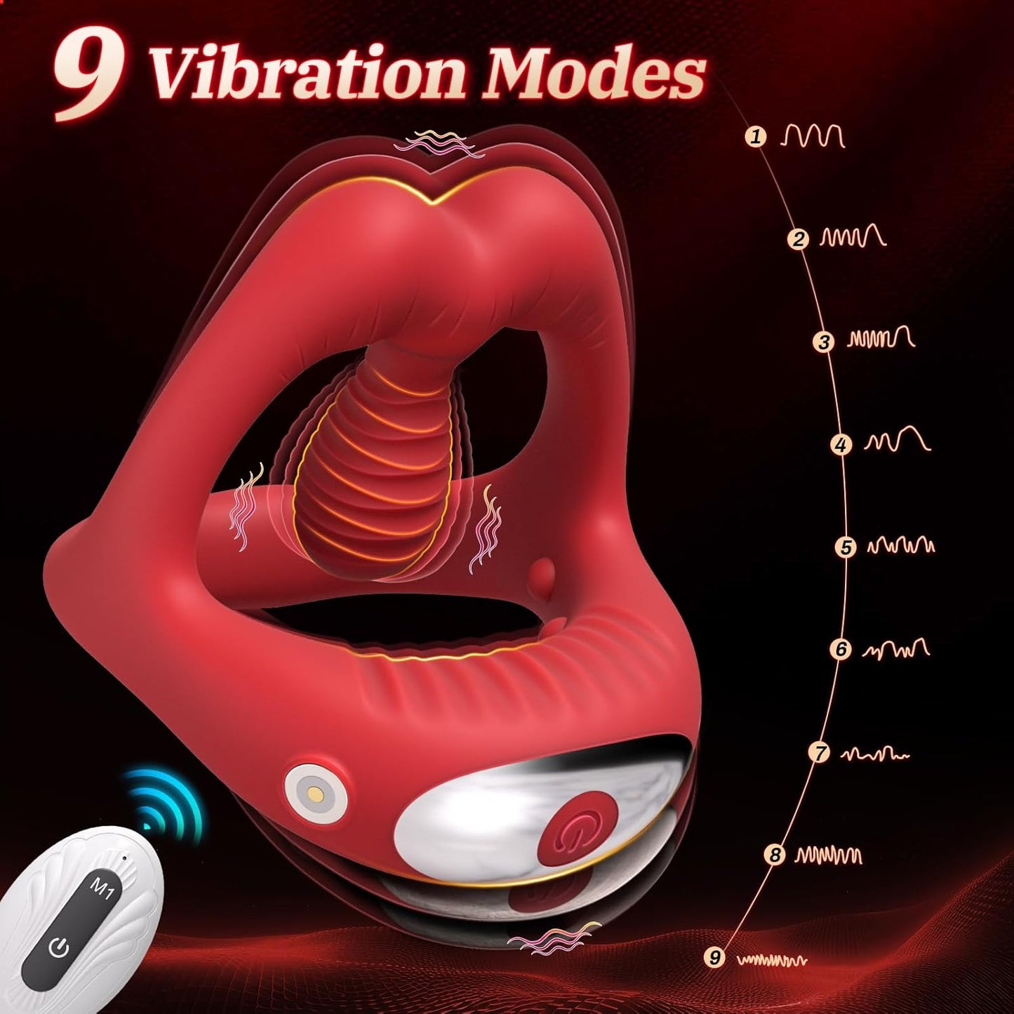 OrbitalFlex Cock Ring Adjustable Clit Stimulator Remote 9 Modes - SinfulX - Personal Care > Sexual Wellness > Couples Cock Ring