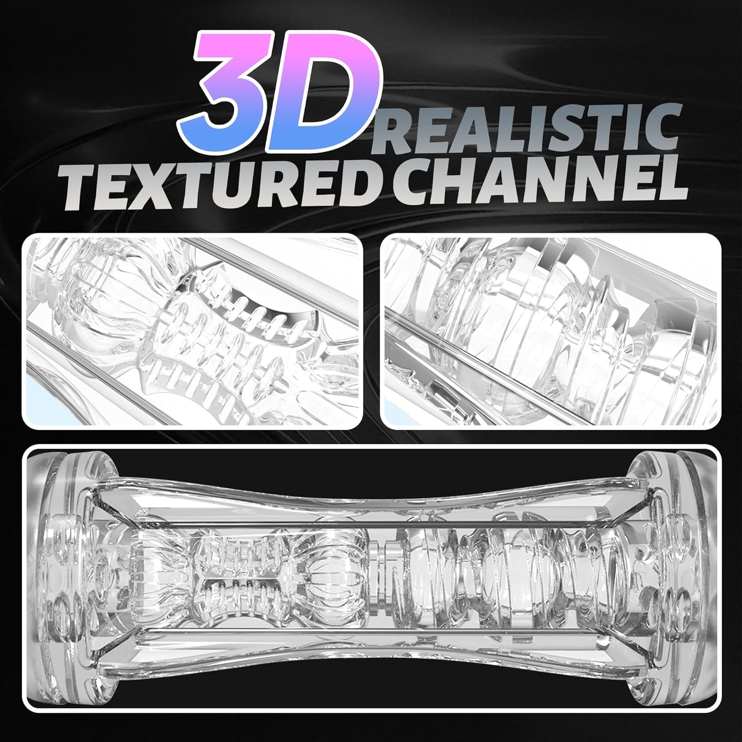 Clear Male Masturbator Sex Toys for Men, Dual Entry Pocket Pussy with 3D Texture Oral & Vagina, Manual Sucking Stroker Blowjob Toy for Penis Training, Adult Toy for Men Masturbation - SinfulX - 