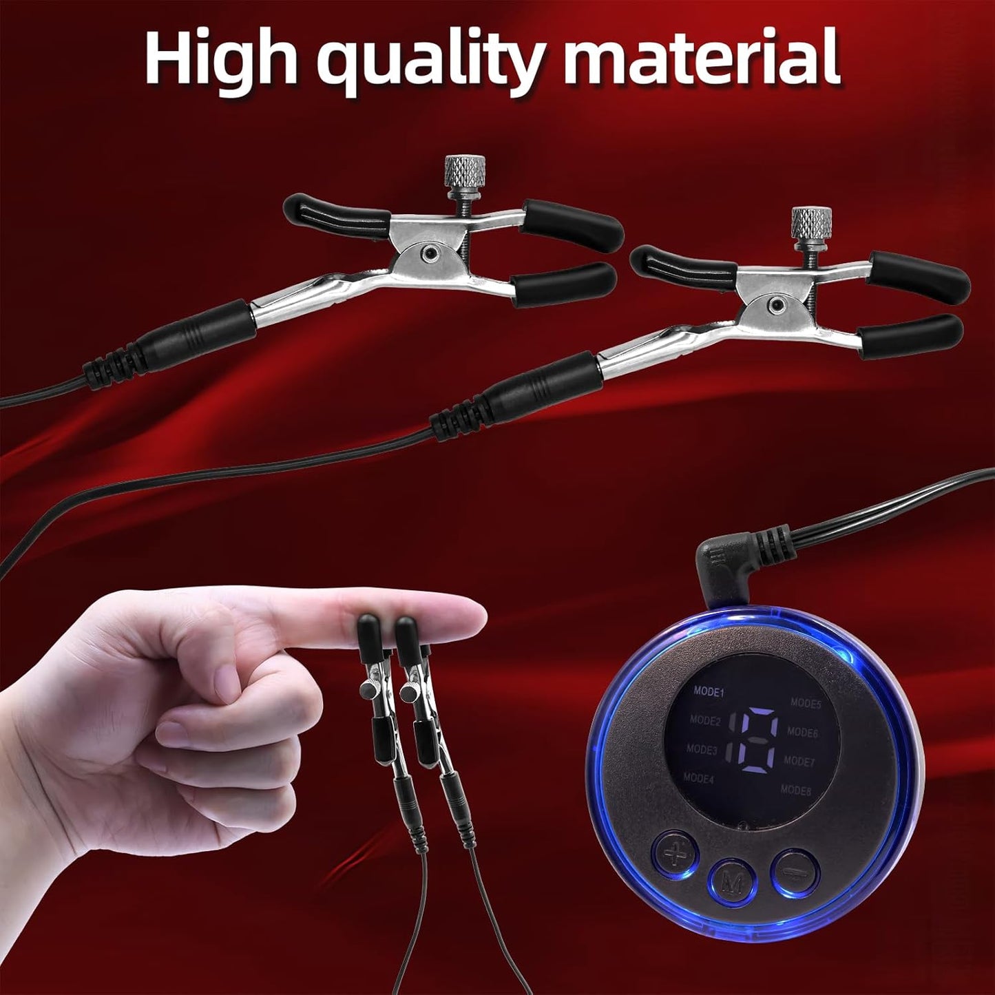 Electric Shock Nipple Clip Chain, BDSM Nipple Clamps,Nipple Clitoral Clamps Stimulator Adjustable Adult Sex Toy