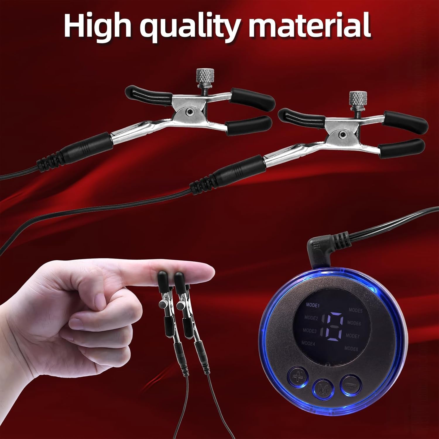 Electric Shock Nipple Clip Chain, BDSM Nipple Clamps,Nipple Clitoral Clamps Stimulator Adjustable Adult Sex Toy
