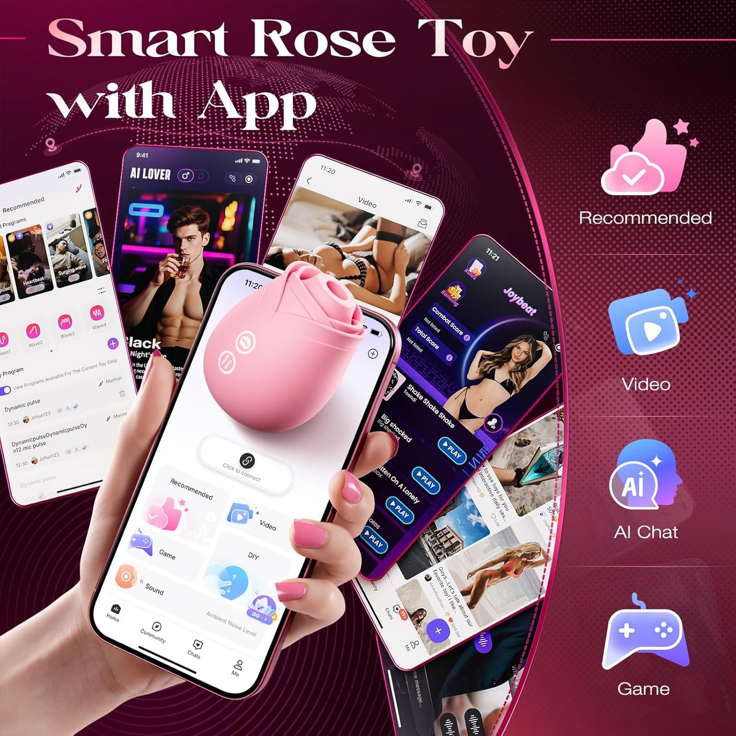 Rose Sex Toy Sucking Vibrator - Adult Toys for Women Sex Toys Rose Adult Toy 10 Suction Vibrators Dildo Jewelry Female Couples Clitoral Nipples Anal Toy - SinfulX - 