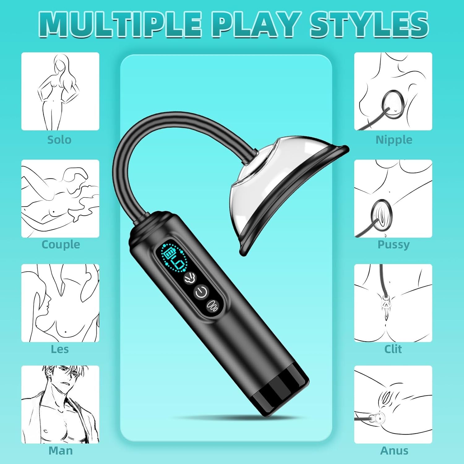 VyxoraX Electric Pussy Pump 6 Modes 5 Cups - SinfulX - Personal Care > Sexual Wellness > Pussy Pump