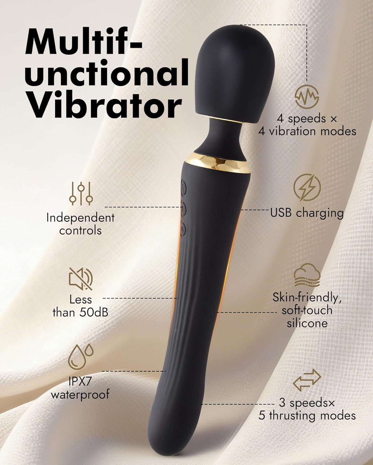 DualNova App Control Thrusting Wand Vibrator Dual Motor - SinfulX - Personal Care > Sexual Wellness > Wand Vibrator