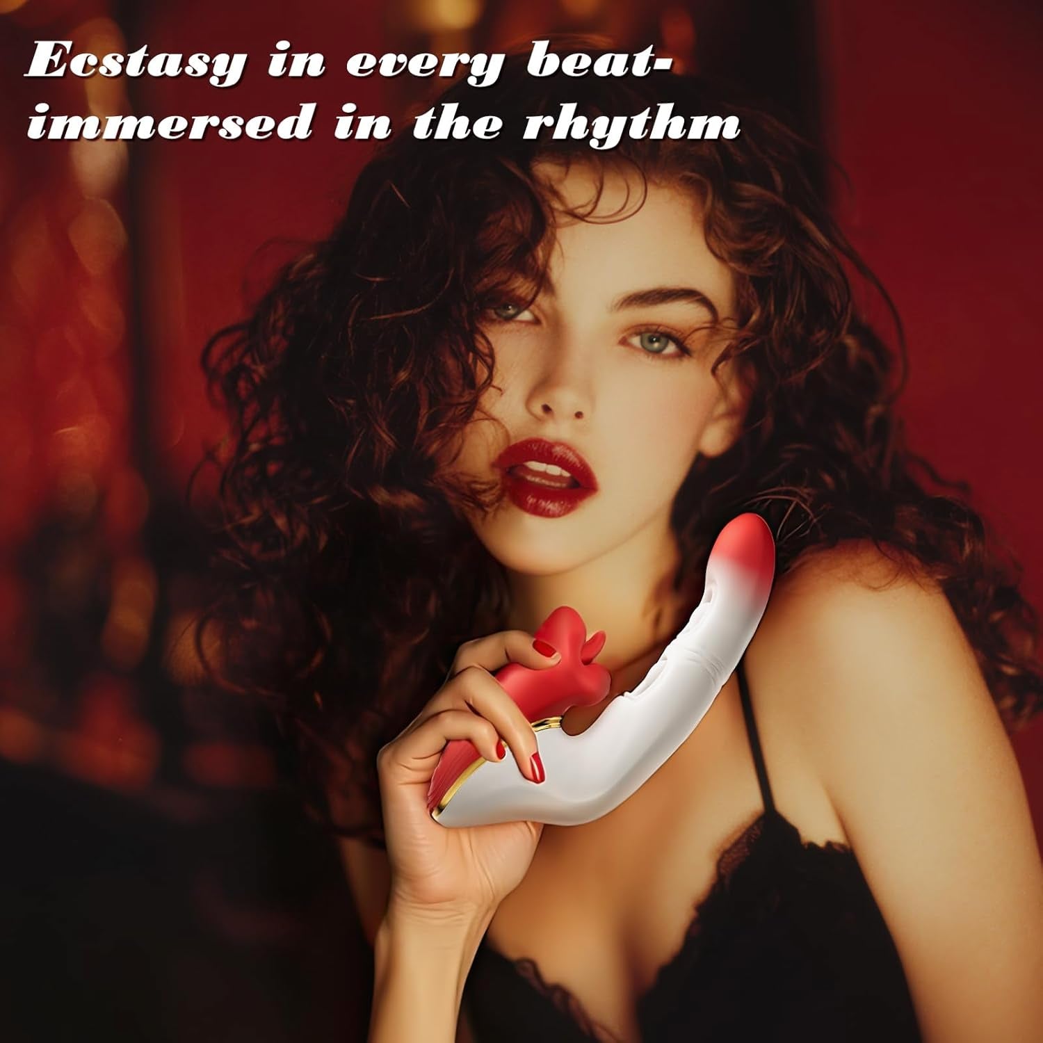 Vibrator Dildo Women Sex Toys - Adult Toys G Spot Vibrator with 10 Dual Flapping Vibration & 10 Licking Biting, Tongue Vibrator Rose Toy for Clit Nipple Stimulator Adult Toy for Female Couples Games - SinfulX - 