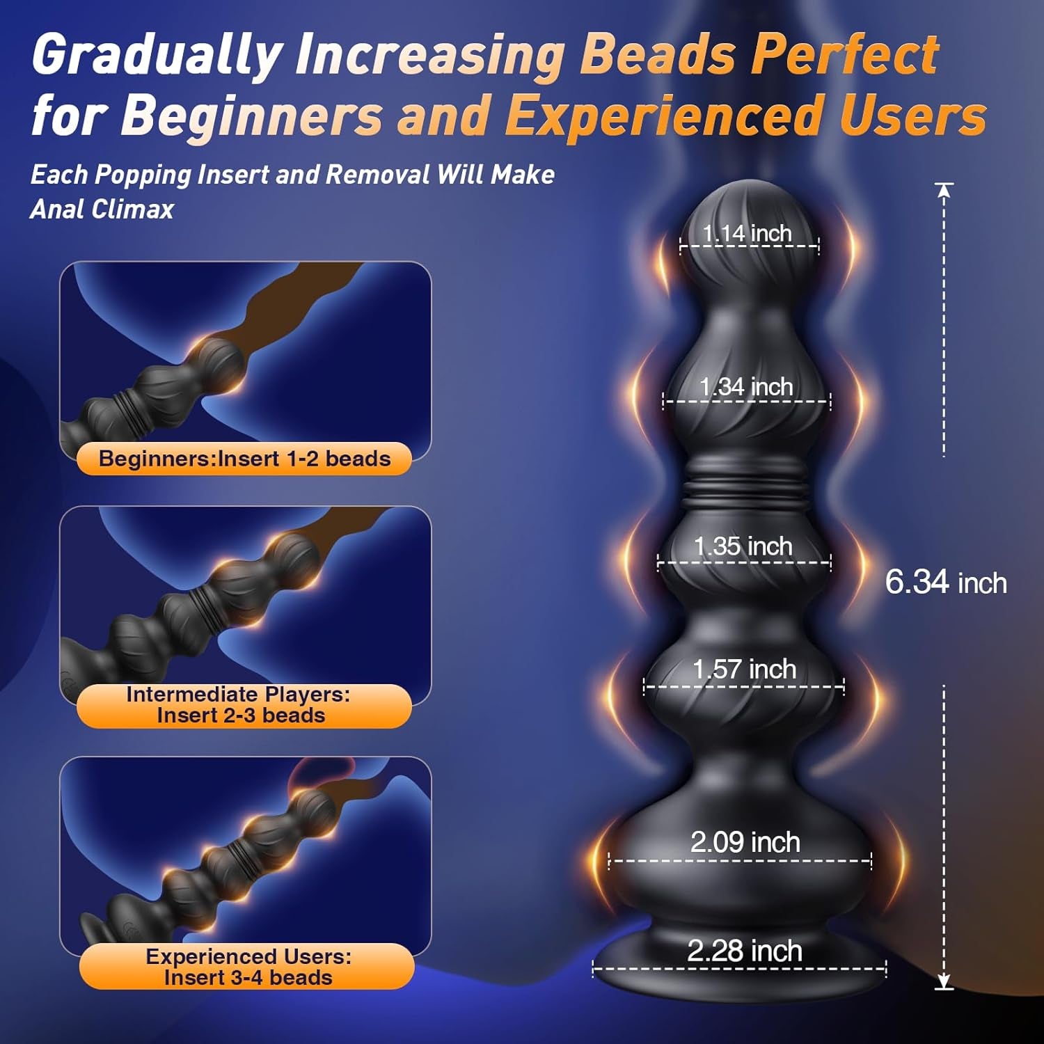 Thrusting Anal Beads Prostate Massager, Anal Vibrator Anal Toys Butt Plug 10 Vibrating Thrusting Anal Plug Male Sex Toys for Men Women Adult Toys Gradual Bead Anal Trainer App (Jet - Black) - SinfulX - 