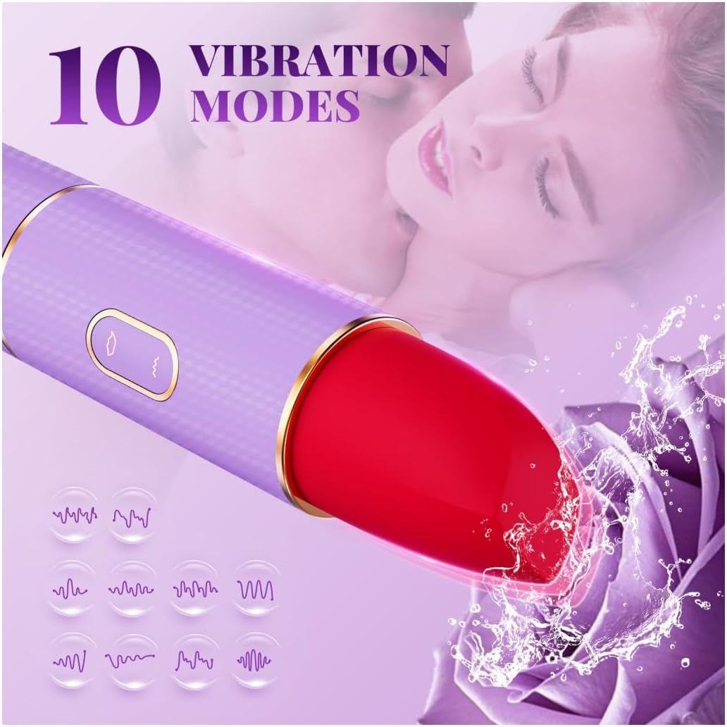 Sucking Bullet Vibrator Adult Sex Toys,2 In1 Lipstick Vibrators,G - Spot Nipple Stimulation with 10 Vibration 3 Suction Modes,Liquid Silicone Adult Toys for Women,Thumping Clit Rose Toys for Female - SinfulX - 