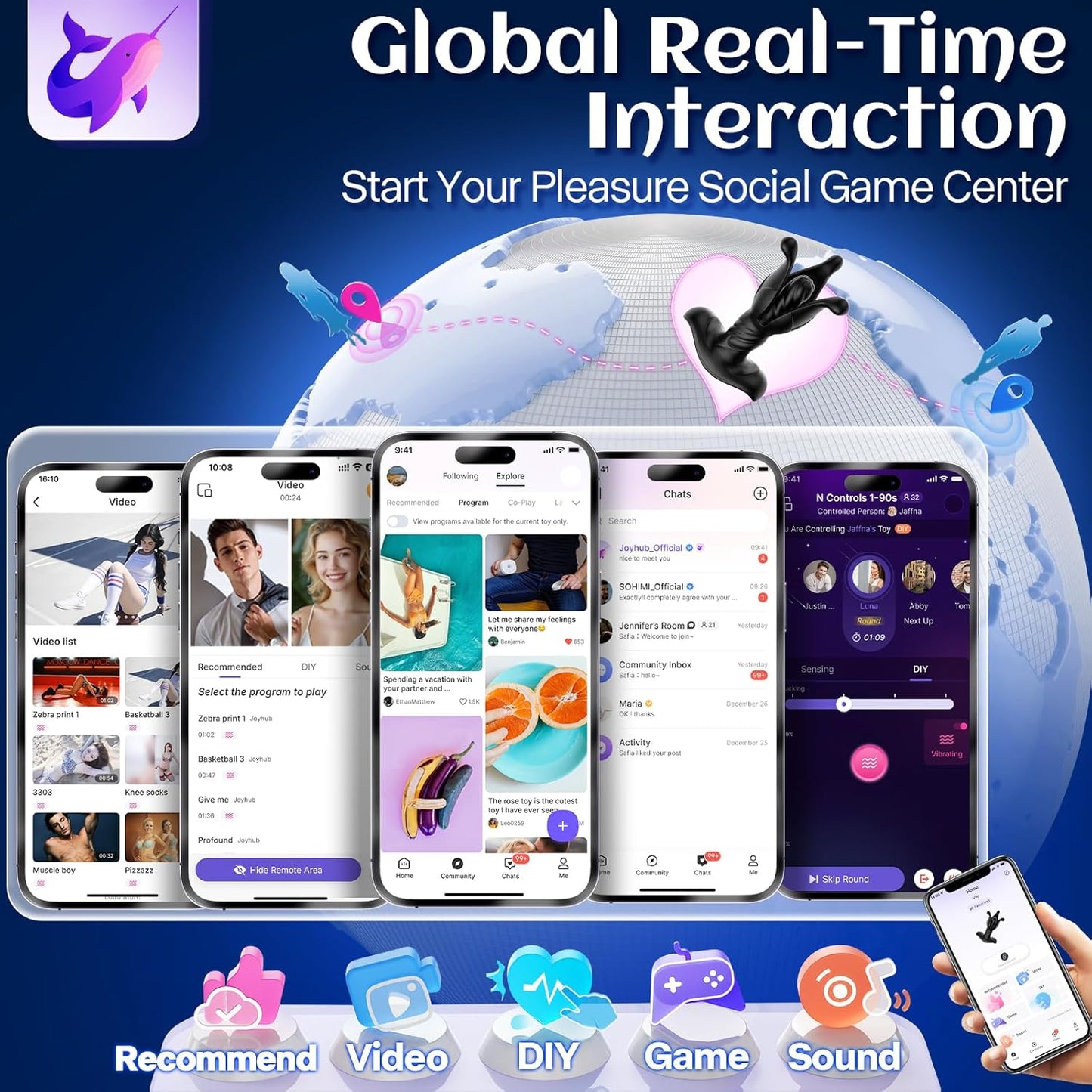 Prostate Massager Enema Bulb Ball Anal Toys, AI Sync Butt Plug Male Sex Toy for Men Anal Adult Toy with 9 Tension Shock Flapping Thrusting Vibrating Anal Vibrator Dildo Crops APP Remote Control - SinfulX - 