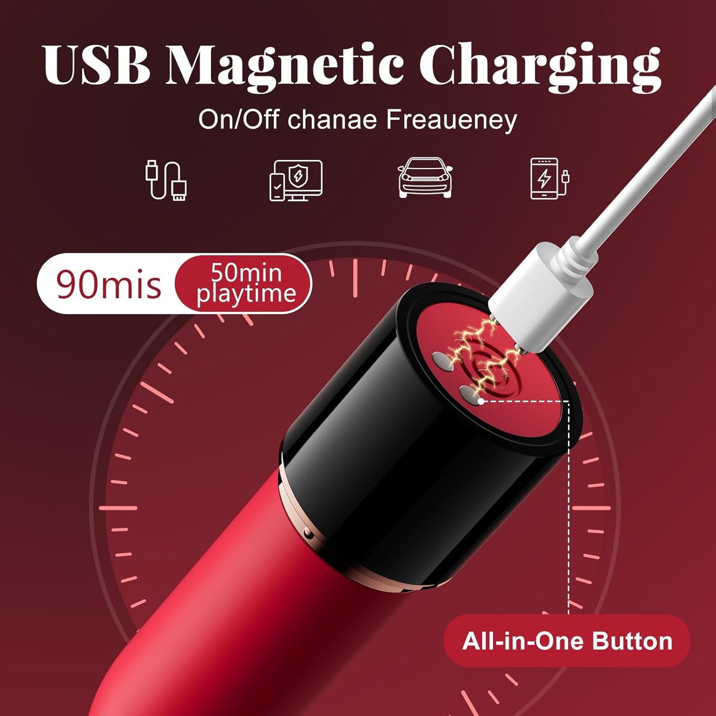Lipstick Bullet Vibrator Adult Sex Toys, 10 Powerful Vibrations, Mini for Clitoral Stimulation, Rechargeable & Discreet Electric Massagers, Waterproof Portable Rose Toys & Games