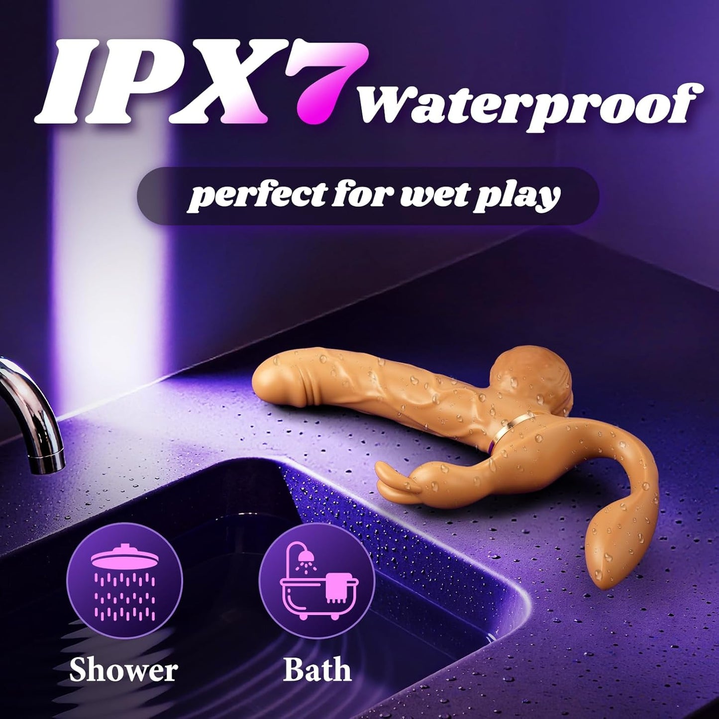 DualGlide Rabbit Strapless Strap On Thrusting Vibrator - SinfulX - Personal Care > Sexual Wellness > Strapless Strap - On