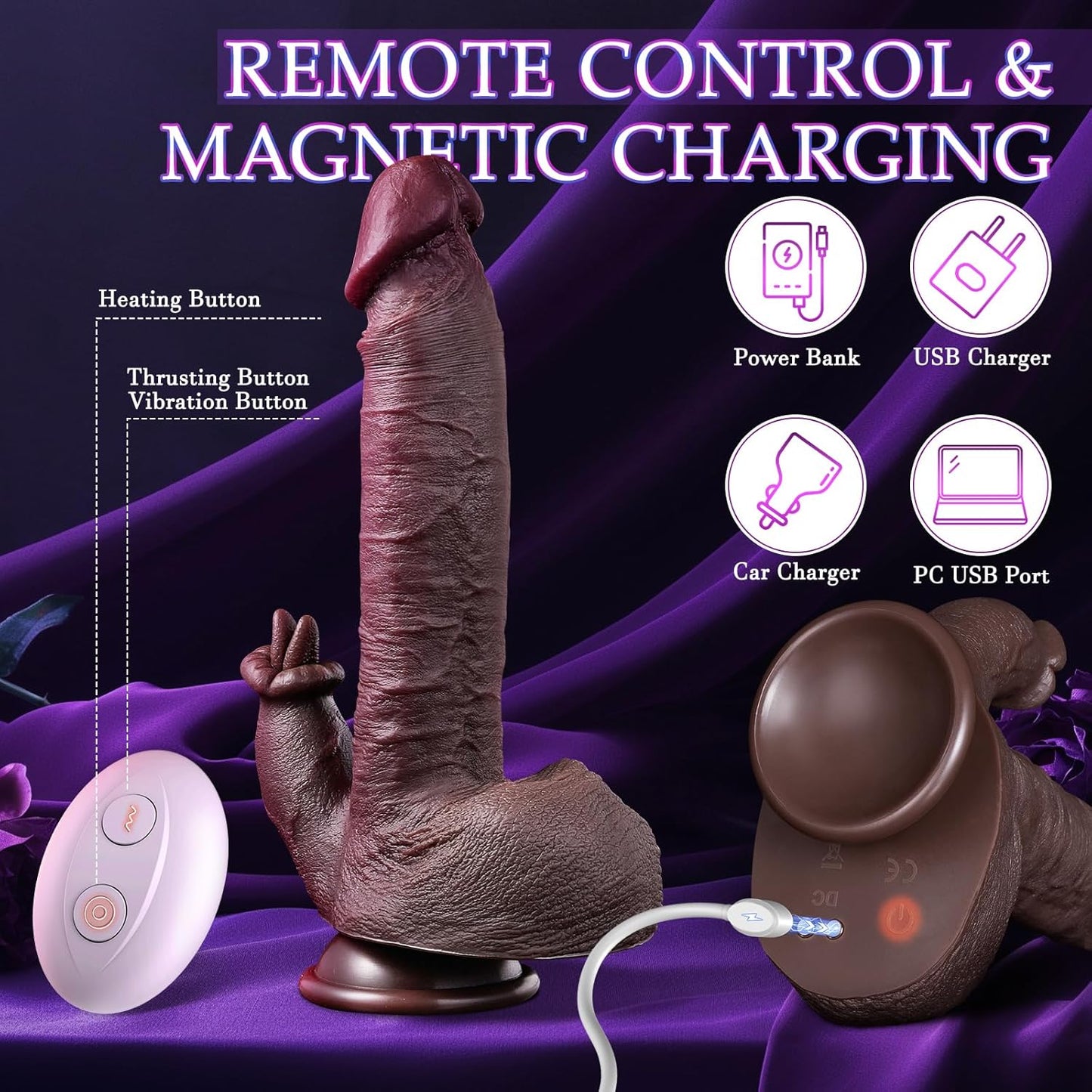 NyxoraDual Tongue Thrust Heated Dildo 4 - in - 1 Remote Vibrator - SinfulX - Personal Care > Sexual Wellness > Tongue Vibrator