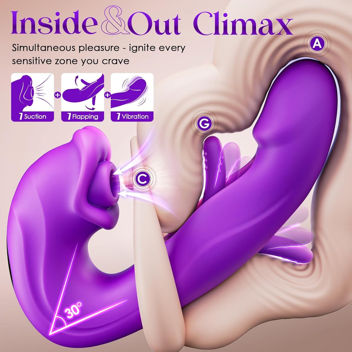 Sucking Vibrator Women Sex Toys - AI Sync Flapping G Spot Vibrator Dildo with 7 Suction & Vibration Modes for Clitoral Nipple Anal Stimulation, App Control Couples Thrusting Adult Sex Toy - SinfulX - 