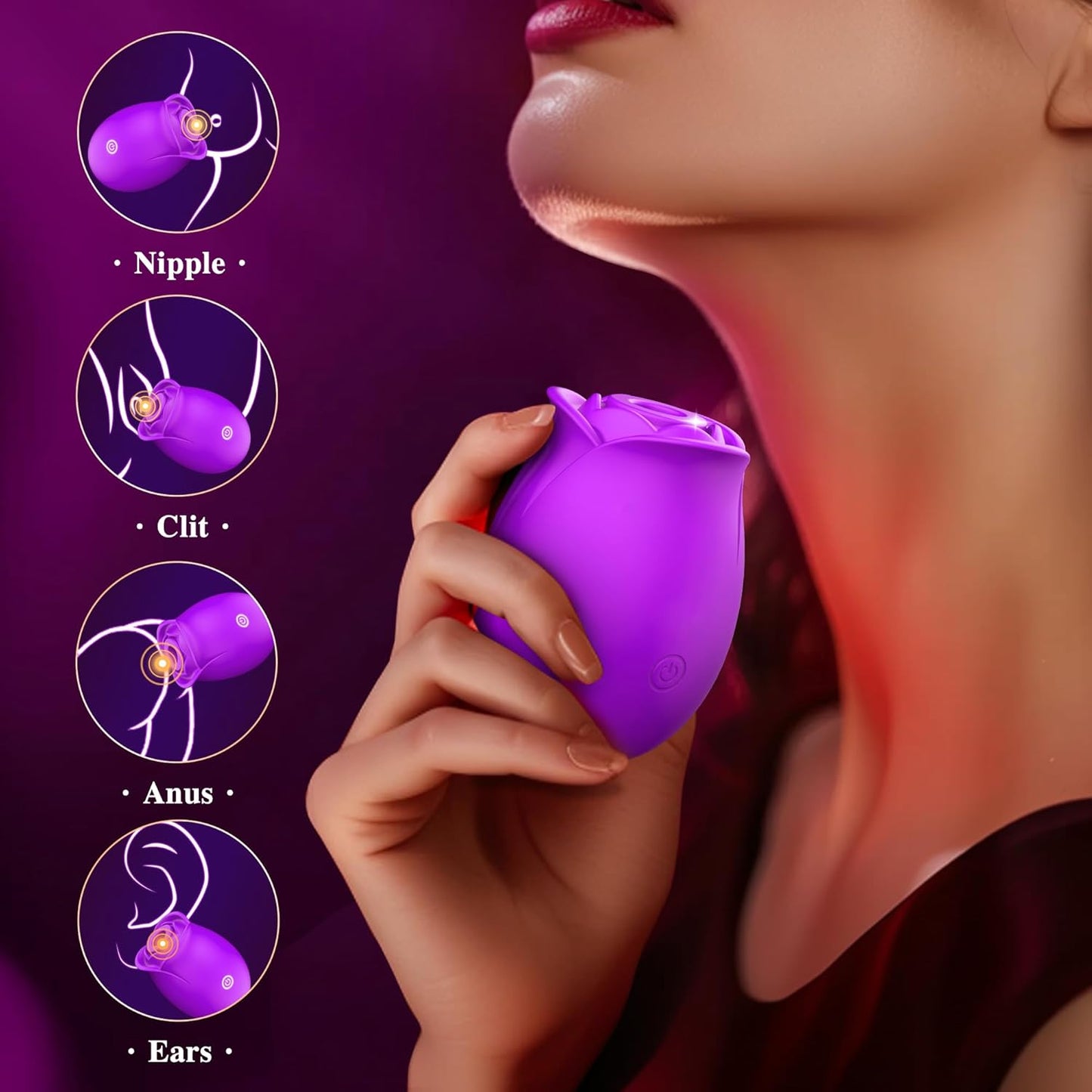 Rose Sex Toy Adult Toys - Sucking Vibrator Adult Sex Toy with 9 Sucking & Vibrating Rose Sucker G Spot Vibrators, Women Nipple Clit Games Machine for Female Couples Sex Furniture - SinfulX - 