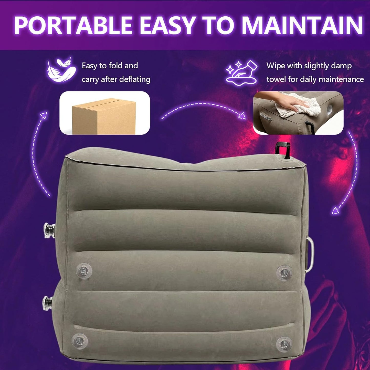MaxLift Inflatable Mount Pillow with Cuffs & Bands Set - SinfulX - Personal Care > Sexual Wellness > Sex Pillow