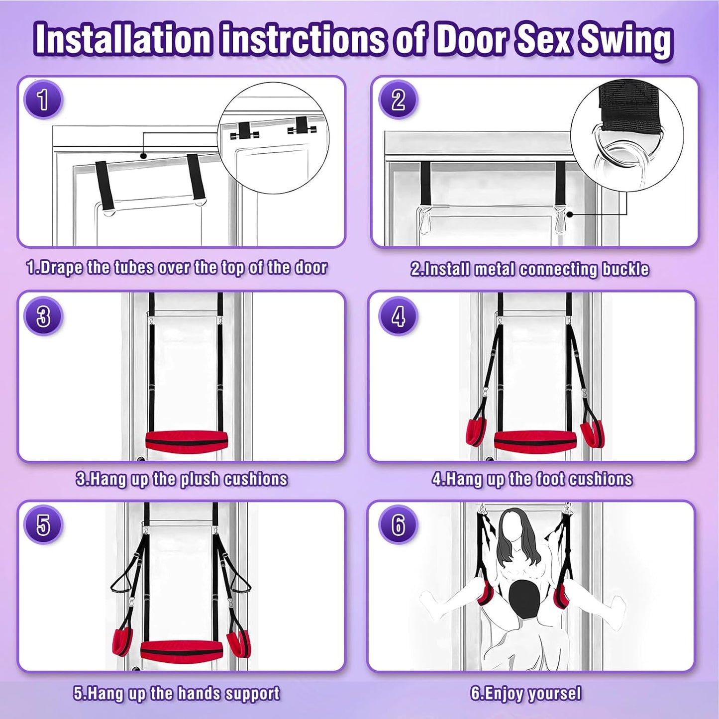 BondaraX BDSM Door Sex Swing Restraint Kit 300lb - SinfulX - Personal Care > Sexual Wellness > Sex Swing