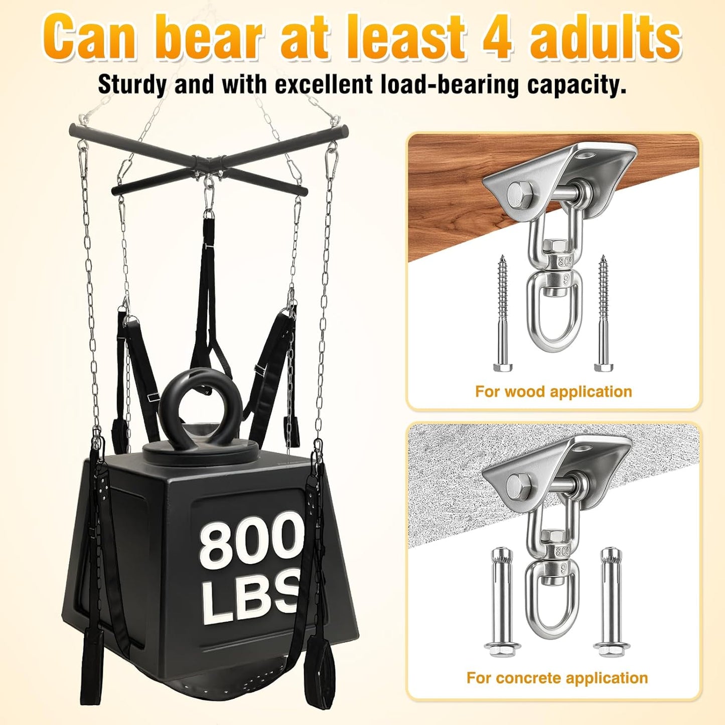 SteelRise Adjustable Heavy - Duty Ceiling Sex Swing - SinfulX - 