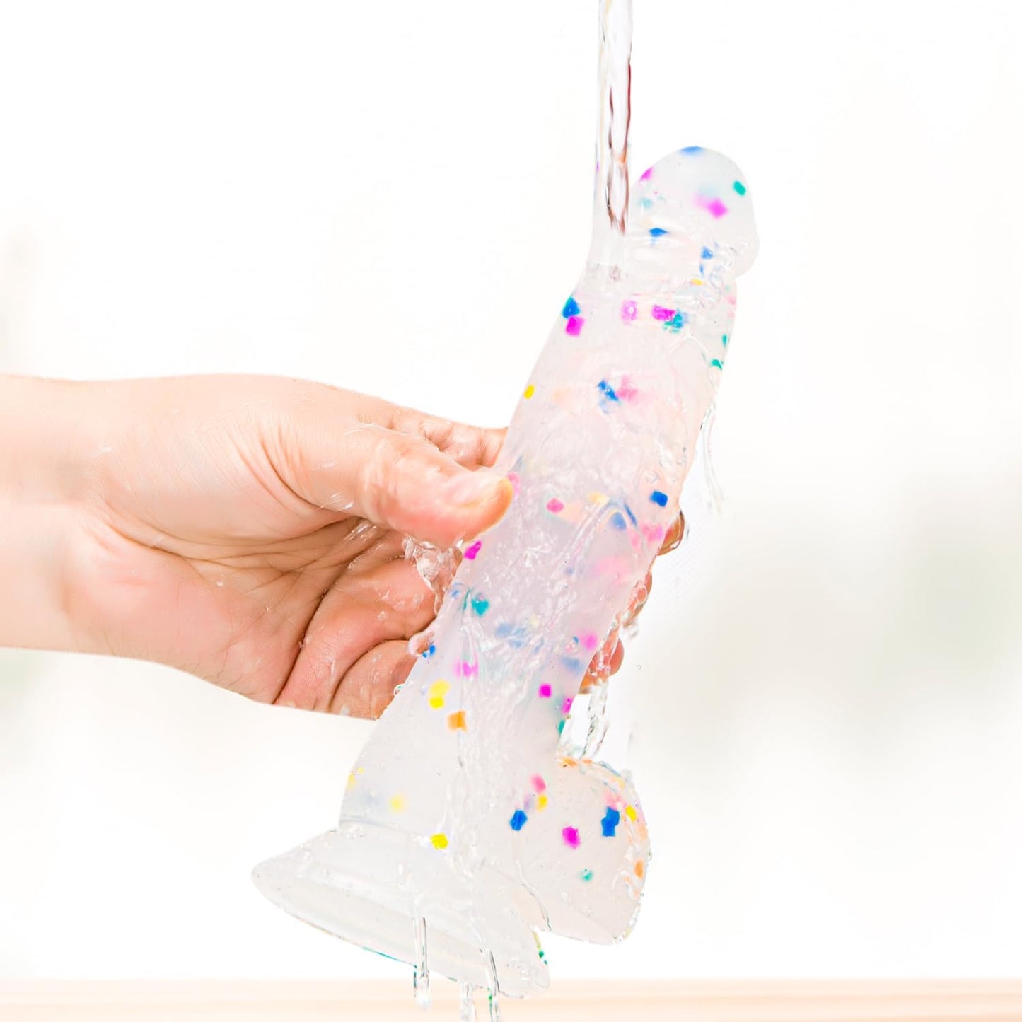 Realistic Clear Dildo for Beginners, 7.6 Inch Silicone Thick Dildo with Strong Suction Cup for Vagina & Anal Play, Adult Sex Toy for Women Masturbation