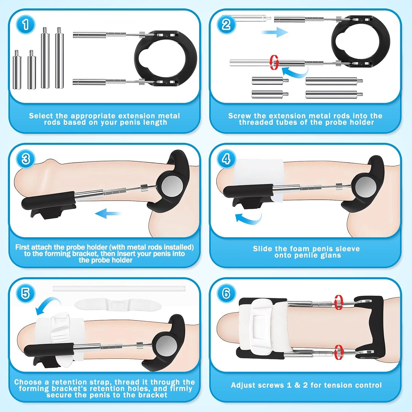 Penis Extender Penis Pump Kit, Sex Toys - Pumps & Enlargers for Men, Effective Wearable Male Penis Extension Device, Adjustable Penis Stretcher Device Adult Sex Toys & Games - SinfulX - 