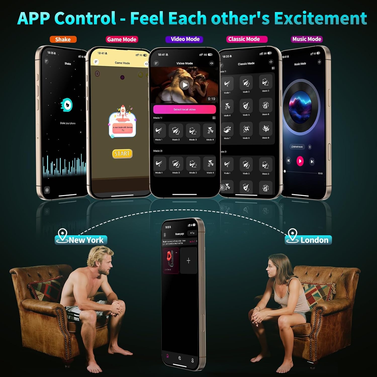 Prostate Massager Anal Vibrator, 9 Modes Thrusting Butt Plug & Vibrating Cock Ring Adult Sex Toys, P Spot Massager App Remote Control Male Sex Toys for Men, Dildo Vibrator for Women Couples