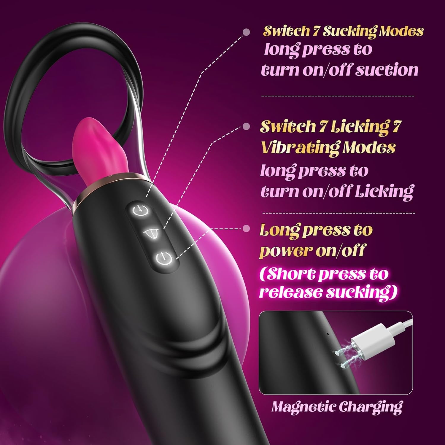 Sucking Vibrator Sex Toys for Women - Tongue Vibrators Women Sex Toy for Clitoral Nipple with 7 Licking & Scuking Clitoral & 10 Vibration Mode, Removable Cup G Spot Adult Sex for Woman Couples - SinfulX - 