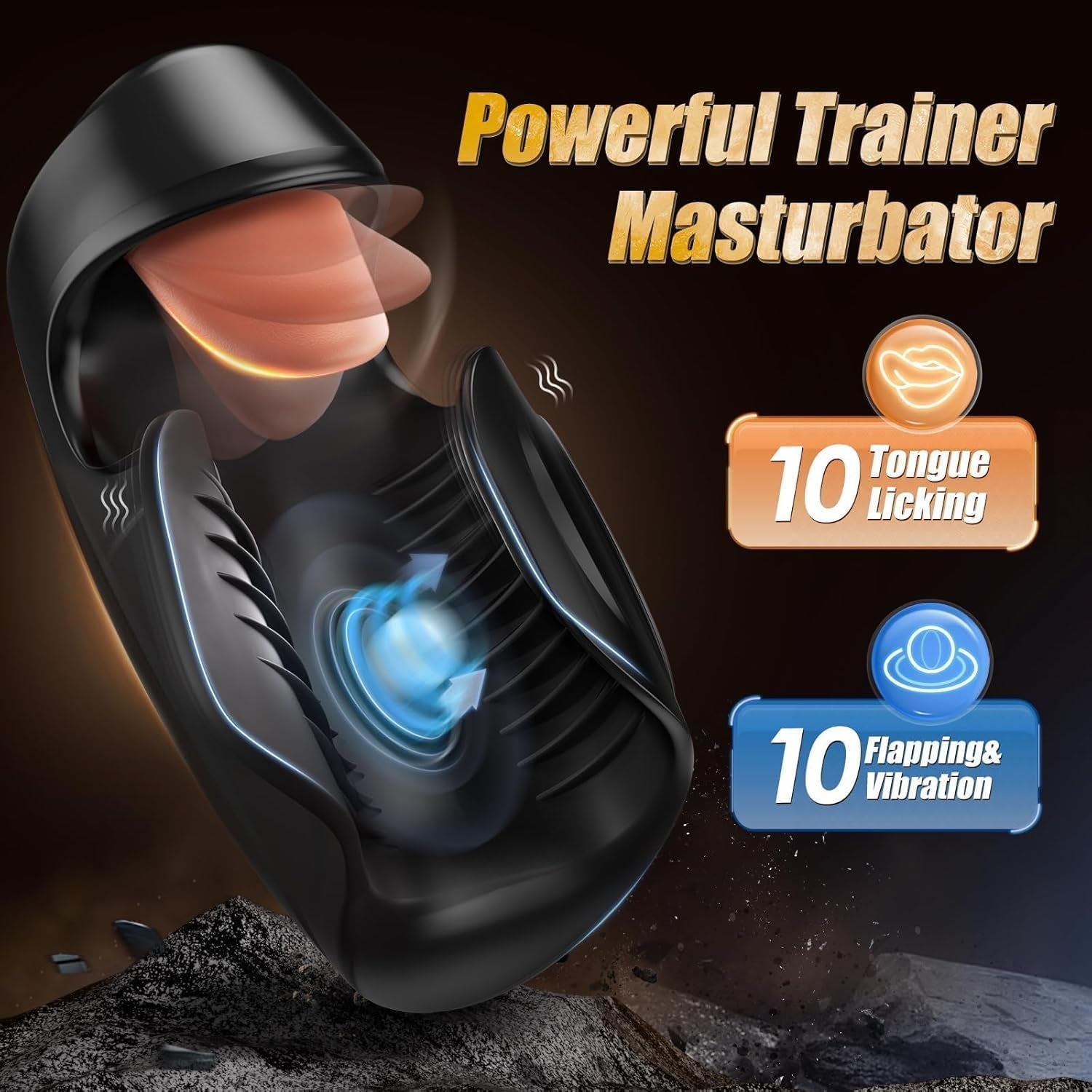 Male Sex Toys for Men - Masturbator Penis Training Vibrator, 10 Tongue - Licking & Tapping & Vibrating Sex Toy Male Stroker Trainer, Mens Sex Machine Masturbators Adult Sex Toys & Game - SinfulX - 