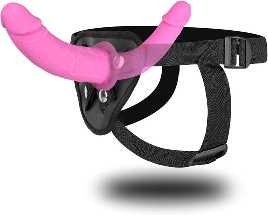 Strap on Dildo Womens Sex Toys - Double Ended Dildo Flesh Silicone Fantasy Dildo Long Dildos Strap on Harness Big Anal Dildos Female Sex Toy Adult Toys for Women（Pink - SinfulX - 