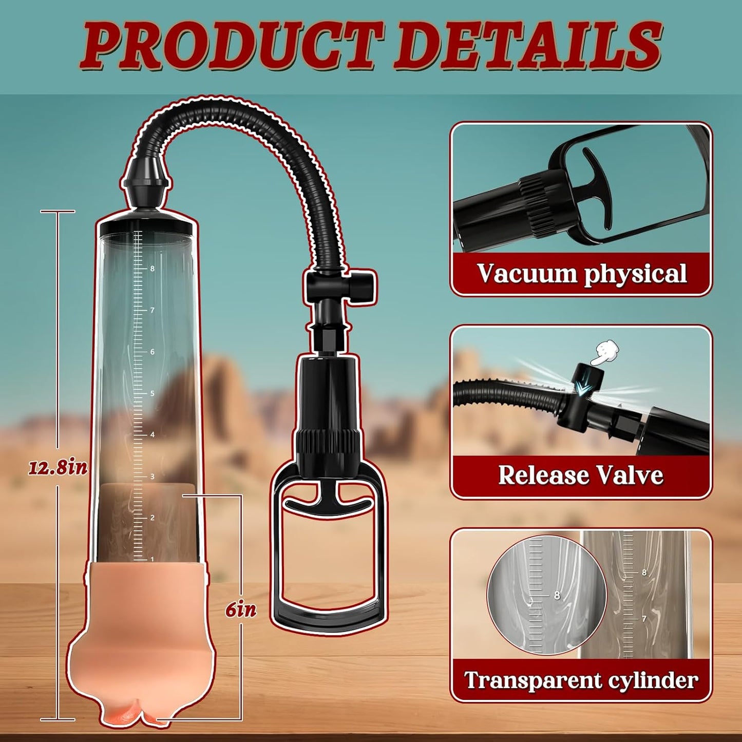 Penis Pump with Realistic Mouth, Manual Vacuum Penis Extender Male Masturbator,Sex Toys Sexual Stimulation Device for Erection, Ed,Adult Male Sex Toys for Men, Mouth Sex Toy (Mouth) - SinfulX - 