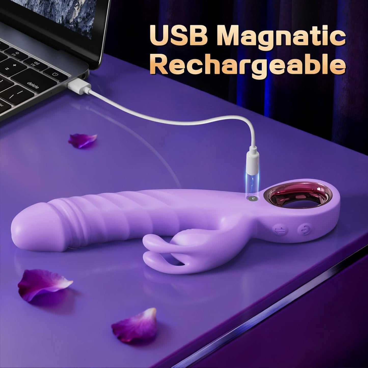 Thrusting Dildo Women Sex Toy - App Control Vibrator for Women with 9 Thrusting and 9 Vibrating Modes, G Spot Clitoral Rabbit Vibrators Adult Toys for Womens Couples (Purple) - SinfulX - 