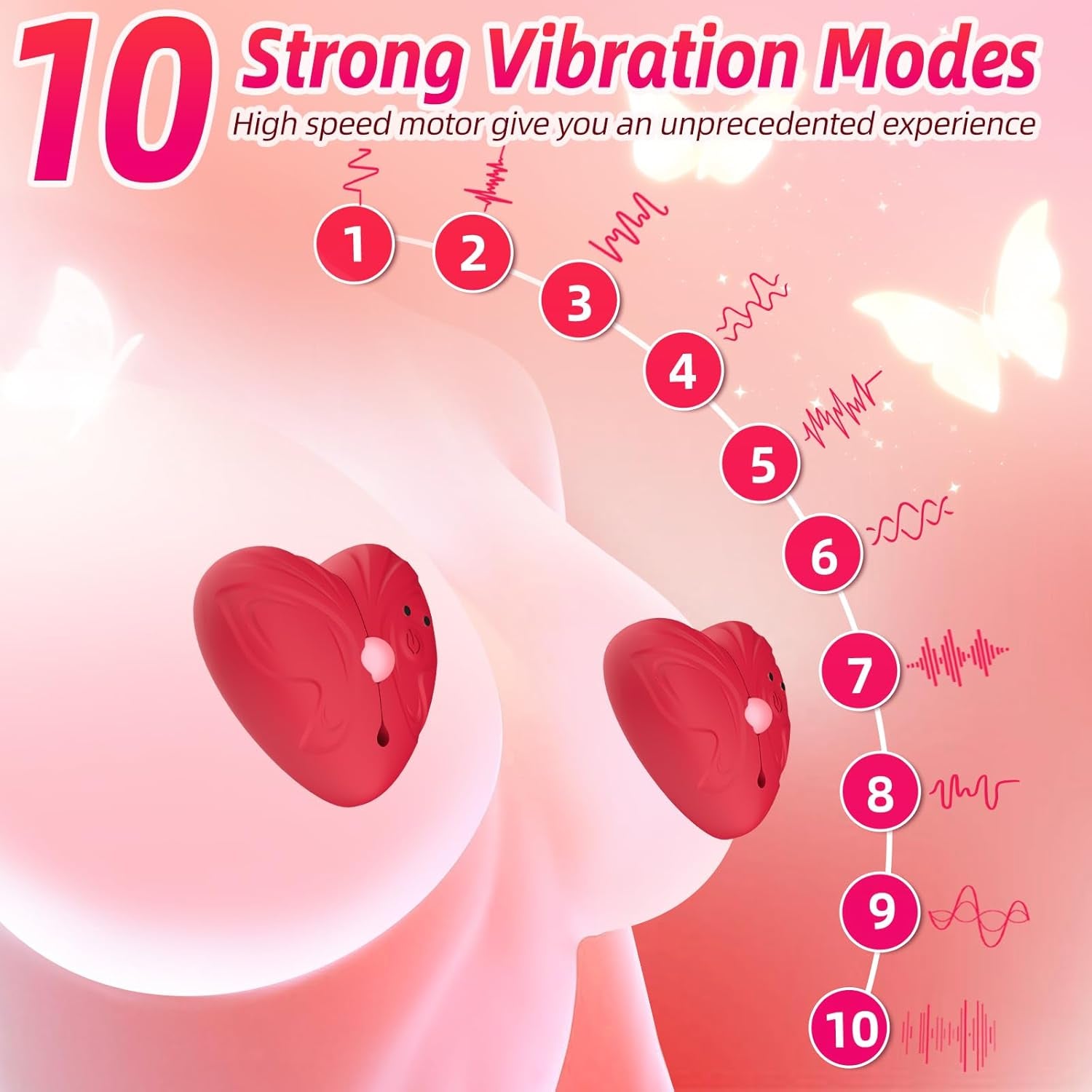 Nipple Toys Nipple Vibrator Sex Toys for Women, Vibrating Nipple Clamps Heart-Shape Butterfly Adult Toys Clitoral Stimulator with 10 Vibration Modes, BDSM Silicone Remote Control Sex Games for Couple
