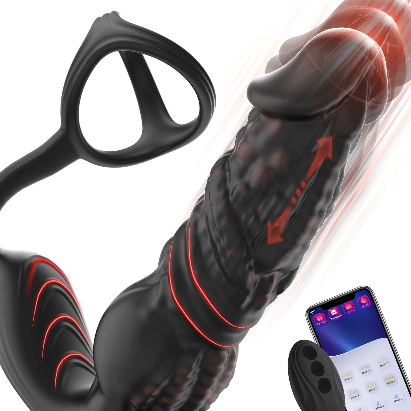 HyperThrust Thrusting Prostate Massager Cock Ring 9 Modes App Remote - SinfulX - Personal Care > Sexual Wellness > Prostate Massager Cock Ring