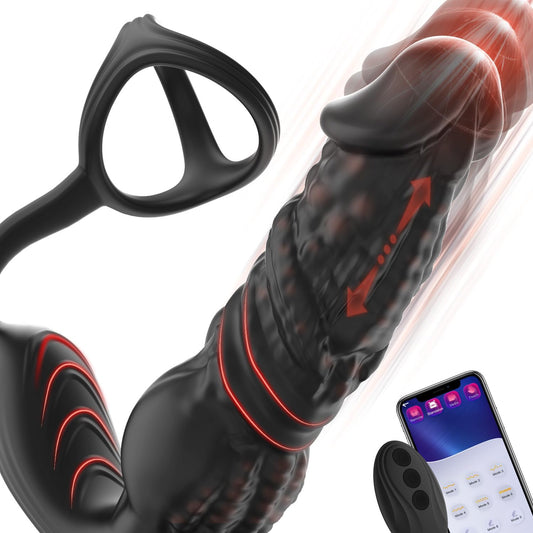 HyperThrust Thrusting Prostate Massager Cock Ring 9 Modes App Remote - SinfulX - Personal Care > Sexual Wellness > Prostate Massager Cock Ring