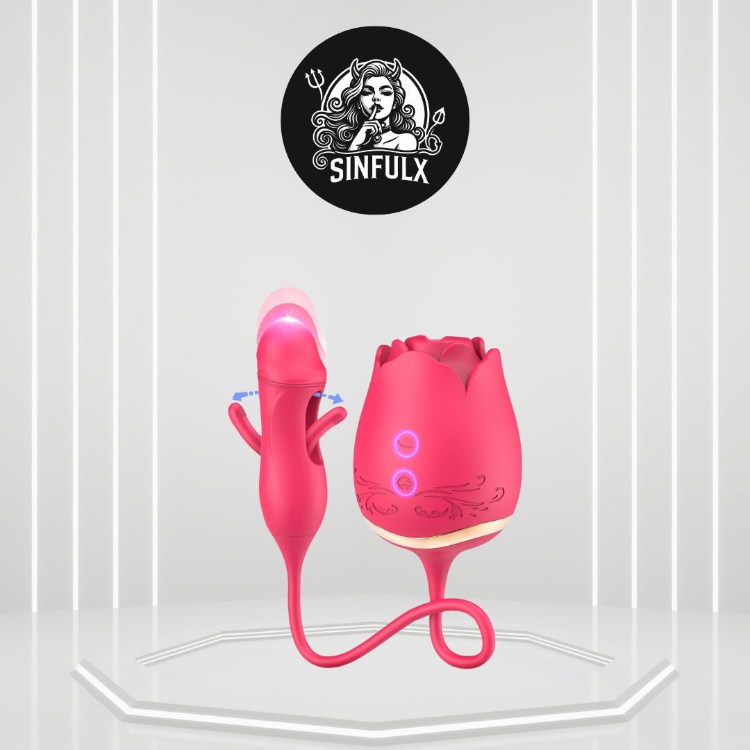 PleasurePulse Rose Sucking Vibrator G - Spot Dildo - SinfulX