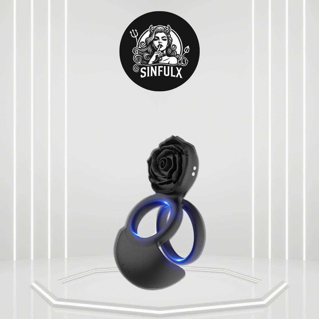 PleasureNova Rose Clitoral Penis Ring Stimulator - SinfulX