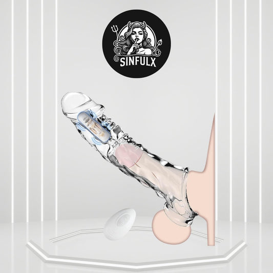 PowerPulse 4 - in - 1 Transparent Penis Sleeve - SinfulX - 