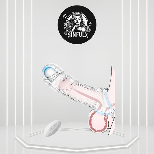 VibeX 4 - in - 1 transparent Vibrating Penis Sleeve - SinfulX - 